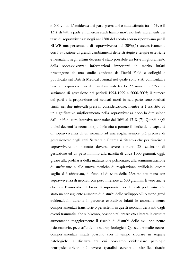 Anteprima della tesi: Studio delle sindromi neurocomportamentali e delle asimmetrie posturali nel prematuro. Valutazione neuropsicomotoria e trattamento riabilitativo, Pagina 4