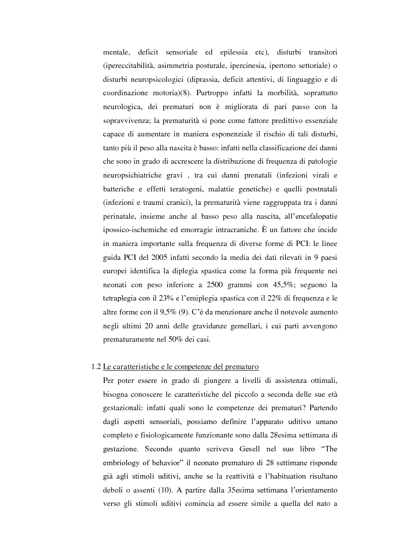 Anteprima della tesi: Studio delle sindromi neurocomportamentali e delle asimmetrie posturali nel prematuro. Valutazione neuropsicomotoria e trattamento riabilitativo, Pagina 5