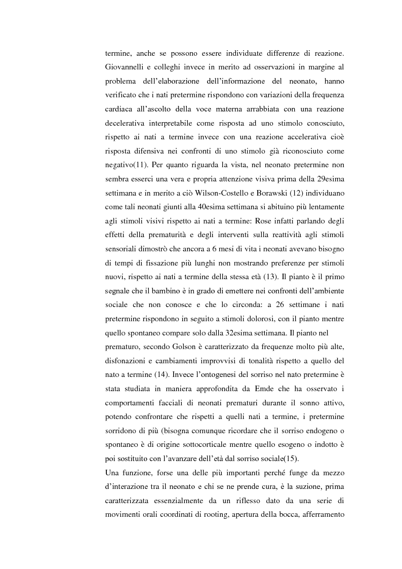 Anteprima della tesi: Studio delle sindromi neurocomportamentali e delle asimmetrie posturali nel prematuro. Valutazione neuropsicomotoria e trattamento riabilitativo, Pagina 6