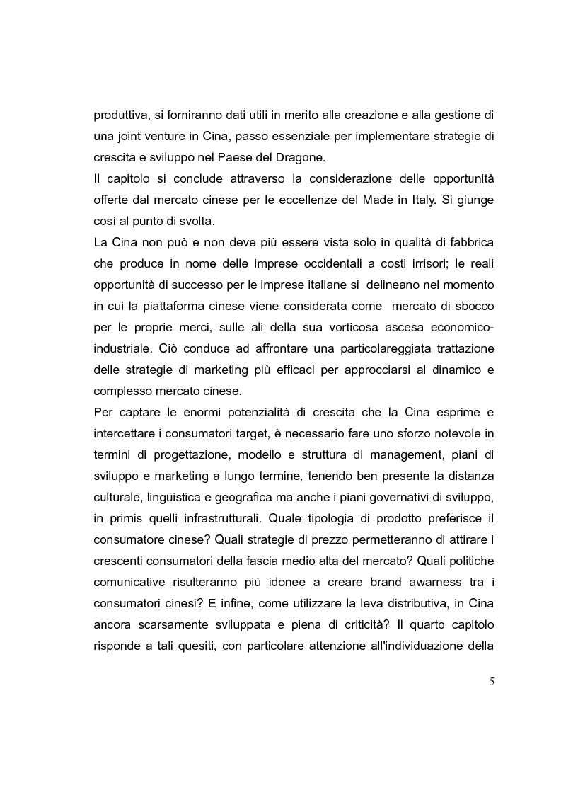 Anteprima della tesi: La competizione cinese: modalità di ingresso e strategie di crescita per le PMI italiane nel paese del dragone. Alcune esperienze del Made in Italy, Pagina 5