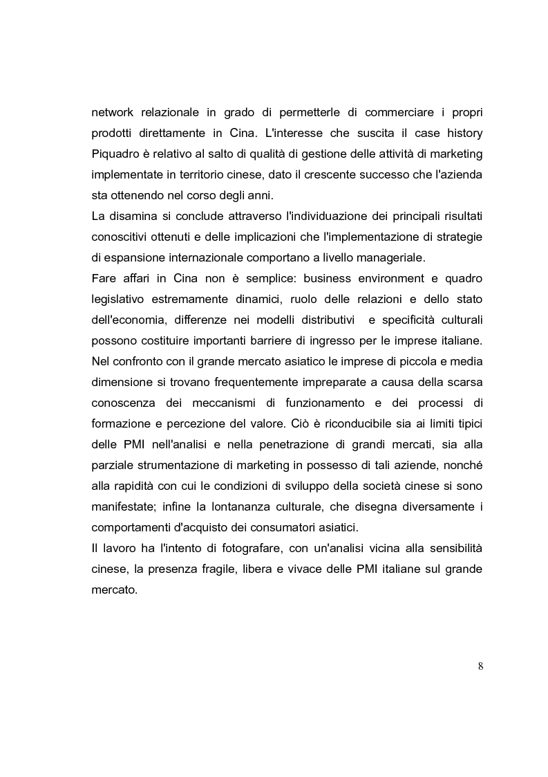 Anteprima della tesi: La competizione cinese: modalità di ingresso e strategie di crescita per le PMI italiane nel paese del dragone. Alcune esperienze del Made in Italy, Pagina 8