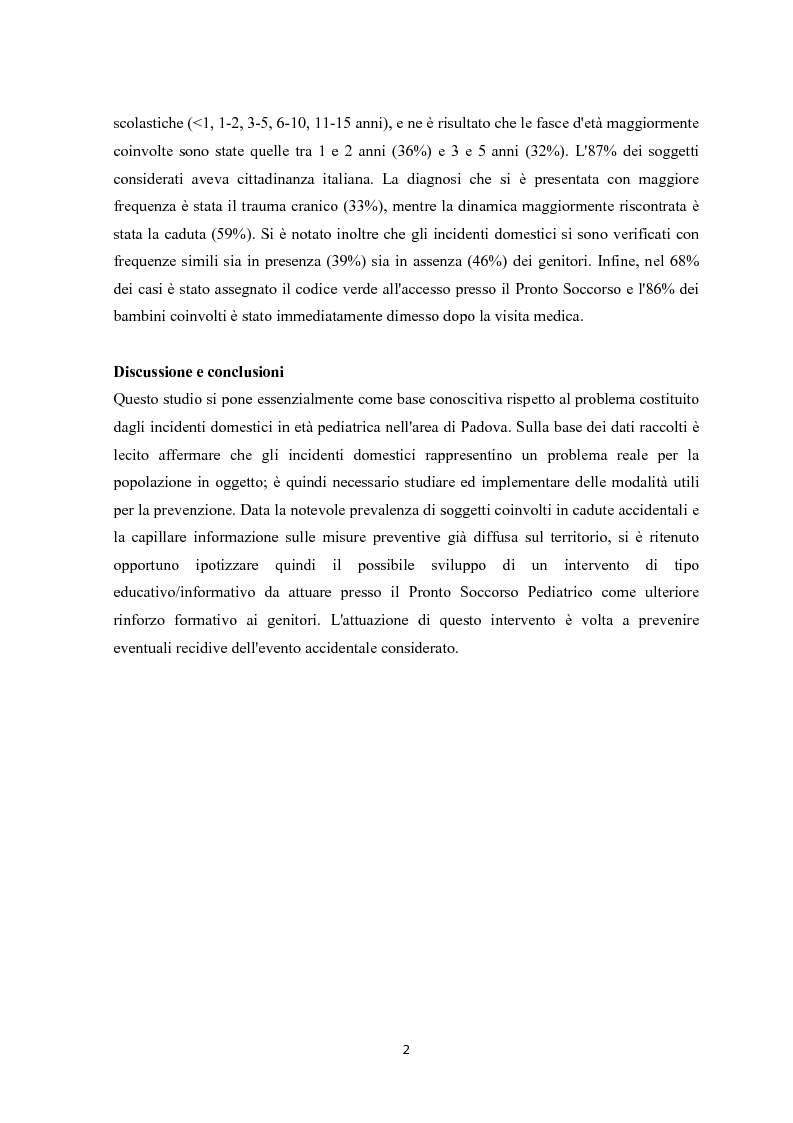 Anteprima della tesi: Gli incidenti domestici in Pronto Soccorso Pediatrico, Pagina 3