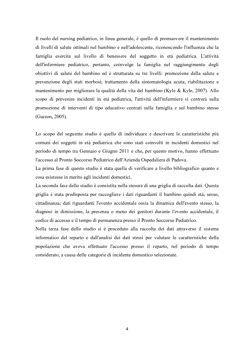Anteprima della tesi: Gli incidenti domestici in Pronto Soccorso Pediatrico, Pagina 5