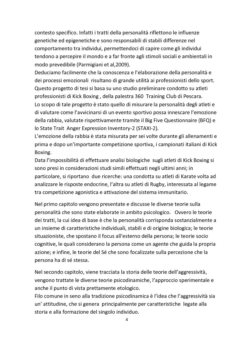 Anteprima della tesi: Personalità e aggressività nella prestazione sportiva: uno studio sperimentale, Pagina 3