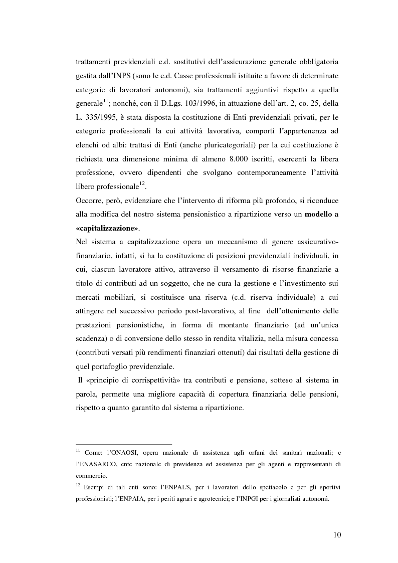 Anteprima della tesi: I Fondi Pensione: profili legislativi e prospettive di mercato, Pagina 11