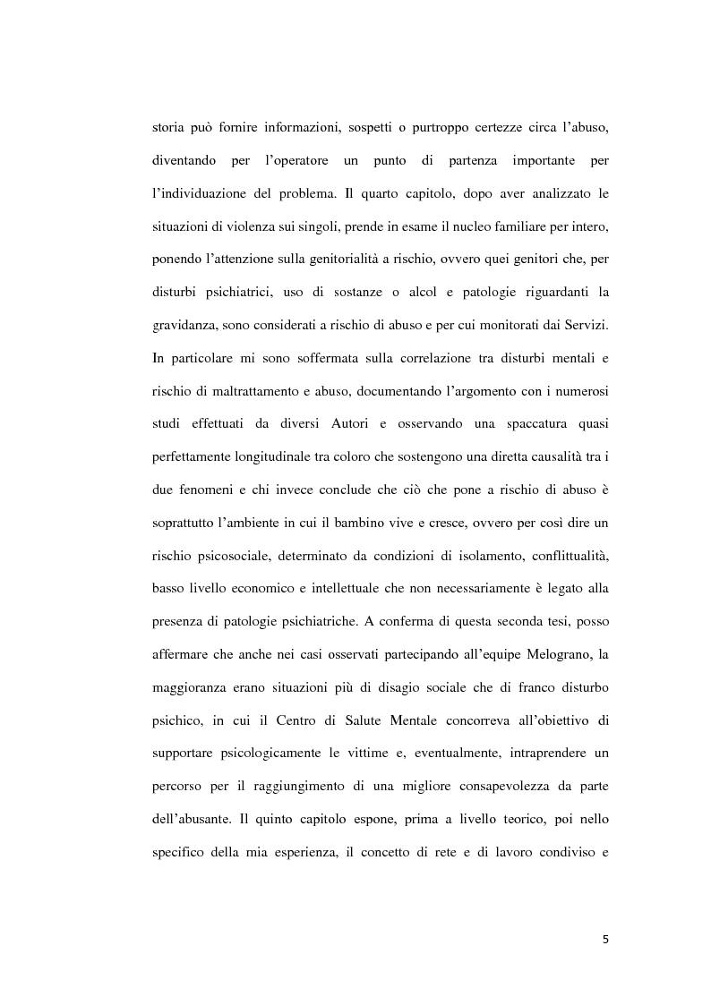 Anteprima della tesi: Abuso, maltrattamento e genitorialità a rischio: studio sul lavoro di rete a livello territoriale, Pagina 6