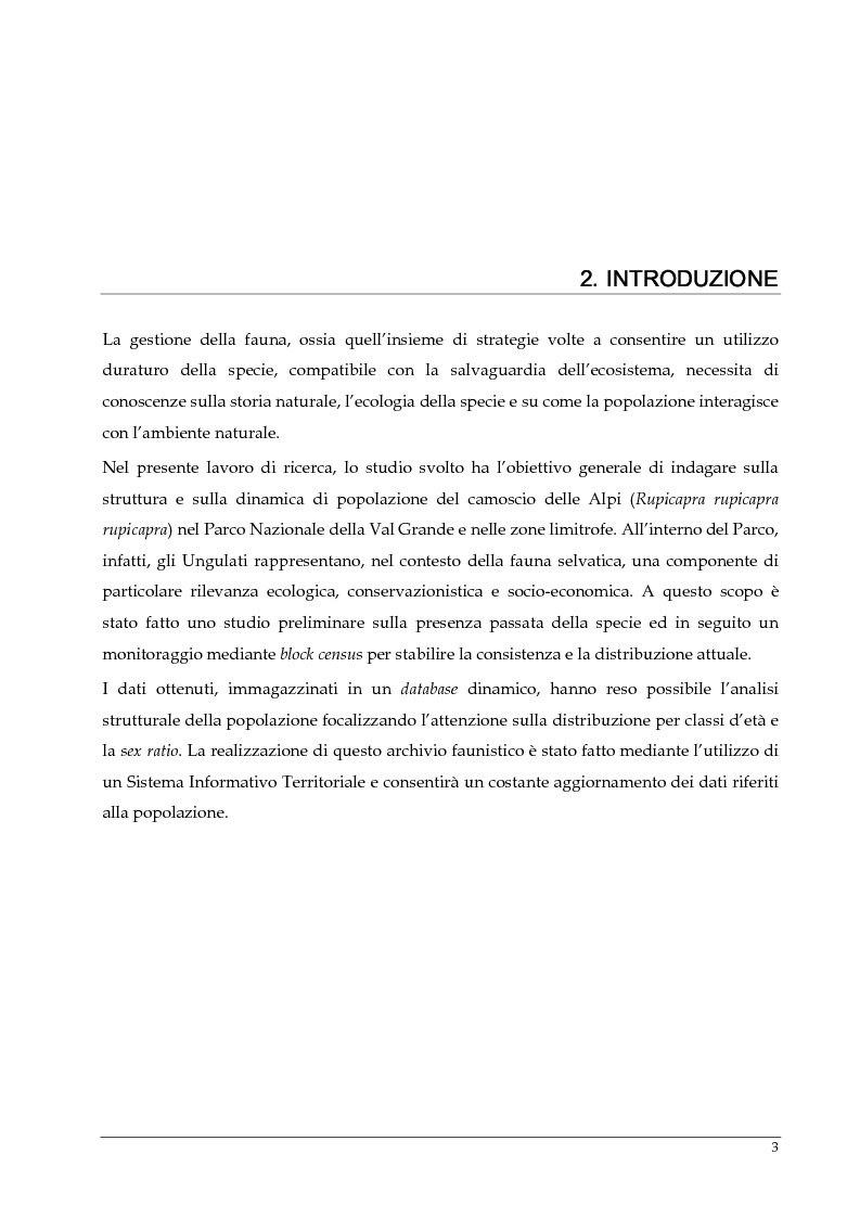 Anteprima della tesi: Monitoraggio della popolazione di Camoscio delle Alpi (Rupicapra rupicapra rupicapra) nel parco nazionale della Val Grande, Pagina 4