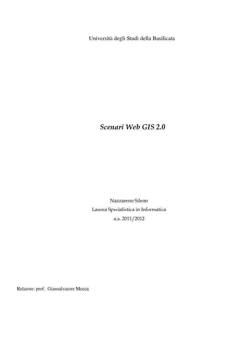 Anteprima della tesi: Scenari web GIS 2.0, Pagina 1