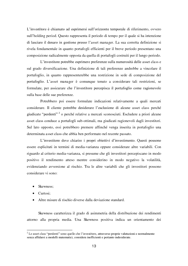 Anteprima della tesi: Putting Markowitz Theory at Work, Pagina 8