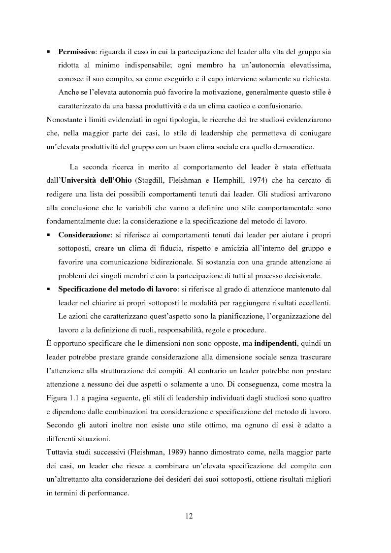 Anteprima della tesi: Leadership, cambiamento e cultura nelle organizzazioni: il caso SWG, Pagina 12