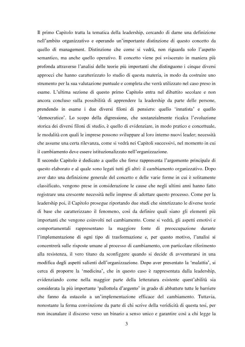 Anteprima della tesi: Leadership, cambiamento e cultura nelle organizzazioni: il caso SWG, Pagina 4