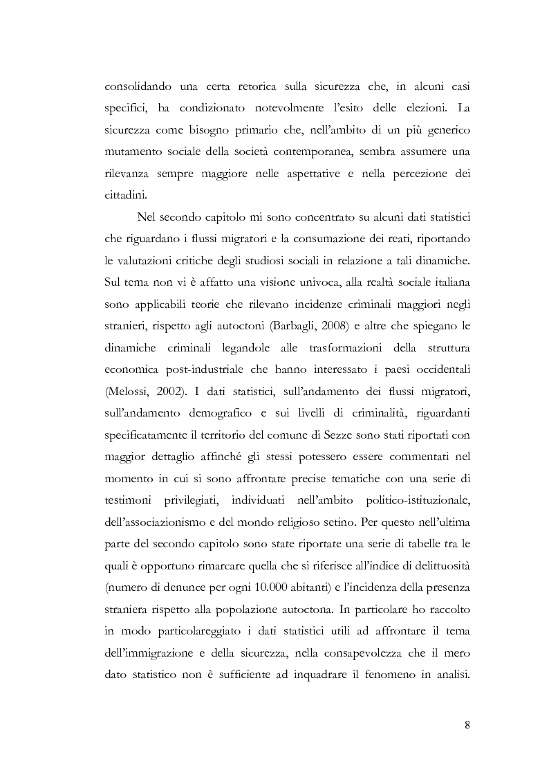 Anteprima della tesi: Benvenuti a Sezze Rumeno - Politiche di sicurezza e immigrazione nel comune di Sezze Romano, Pagina 4