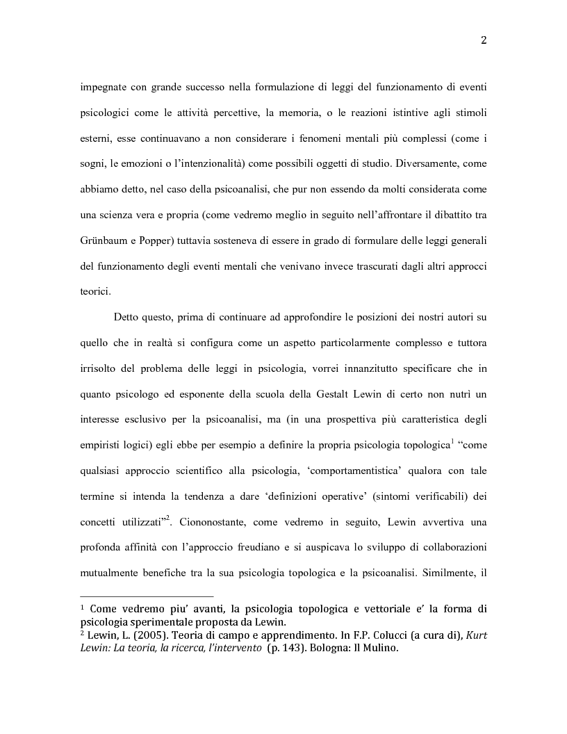 Anteprima della tesi: Il problema delle leggi in psicologia secondo Adolf Grünbaum e Kurt Lewin, Pagina 3