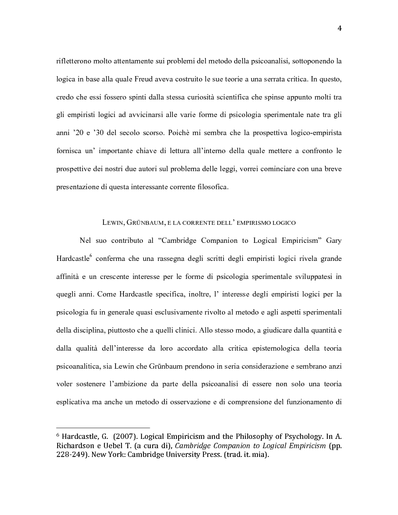Anteprima della tesi: Il problema delle leggi in psicologia secondo Adolf Grünbaum e Kurt Lewin, Pagina 5