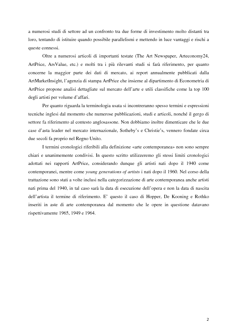 Anteprima della tesi: Il mercato dell'arte contemporanea:
Europa vs USA, Pagina 3