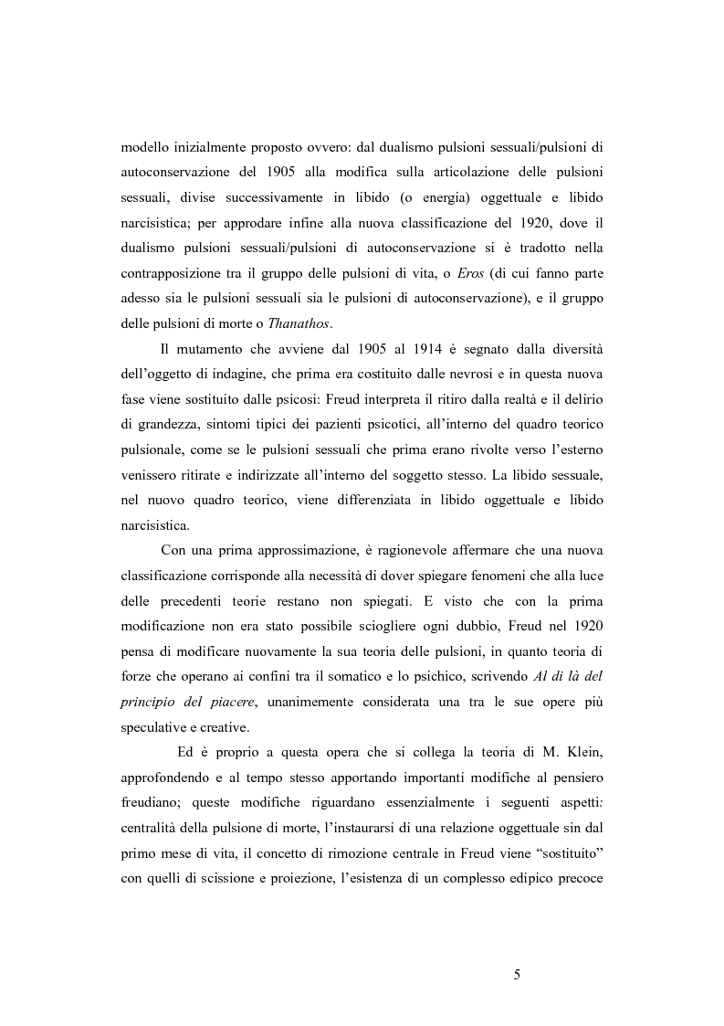 Anteprima della tesi: La revisione kleiniana e bioniana del modello pulsionale freudiano nel pensiero di Antonio Imbasciati, Pagina 4