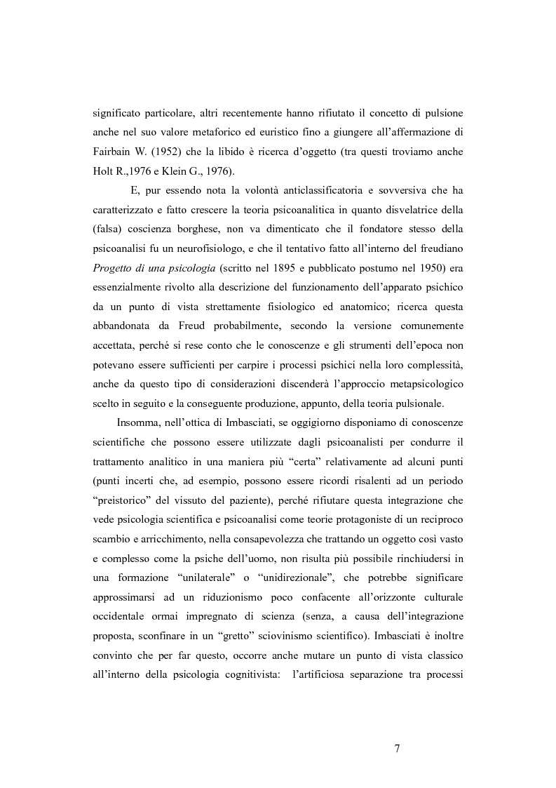 Anteprima della tesi: La revisione kleiniana e bioniana del modello pulsionale freudiano nel pensiero di Antonio Imbasciati, Pagina 6