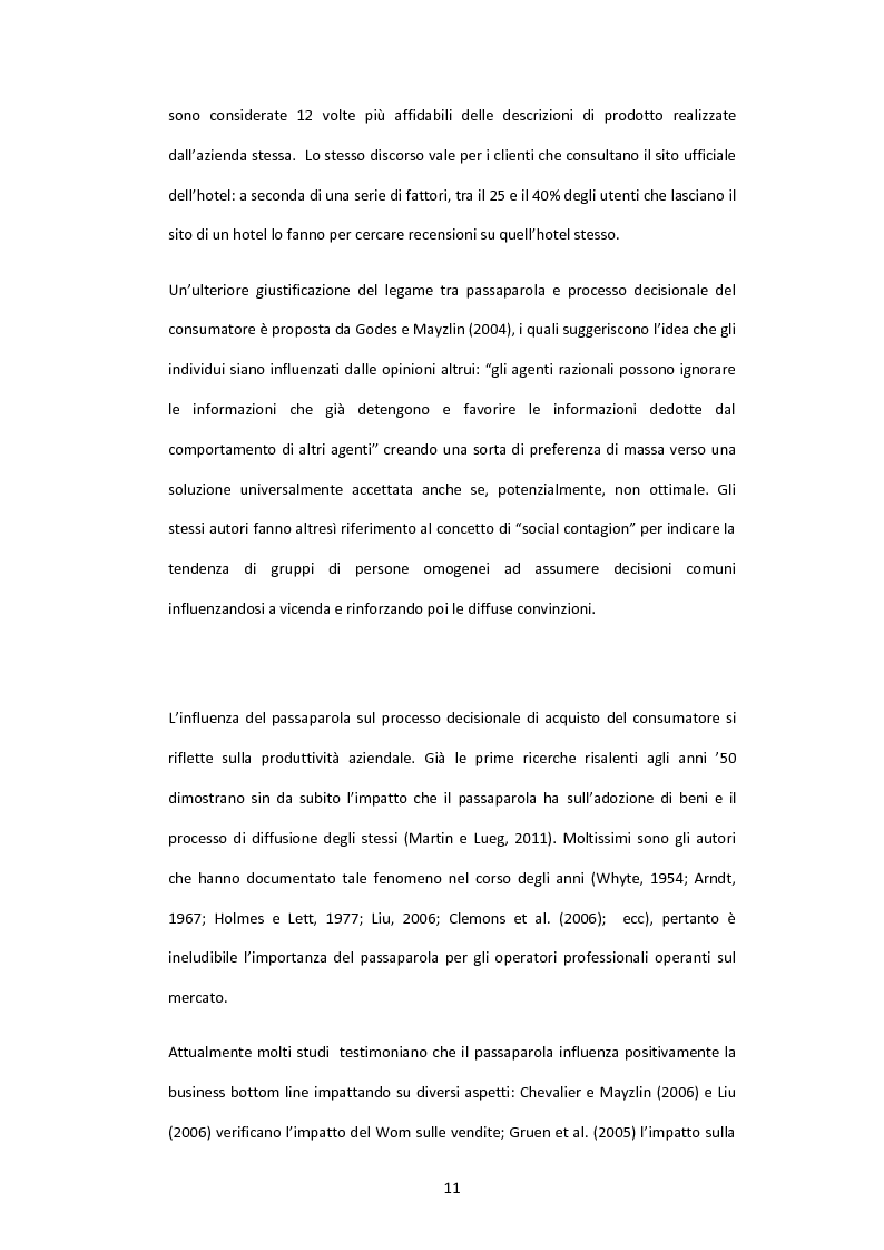 Anteprima della tesi: Il valore delle recensioni e del passaparola online: uno studio empirico nel settore alberghiero, Pagina 10