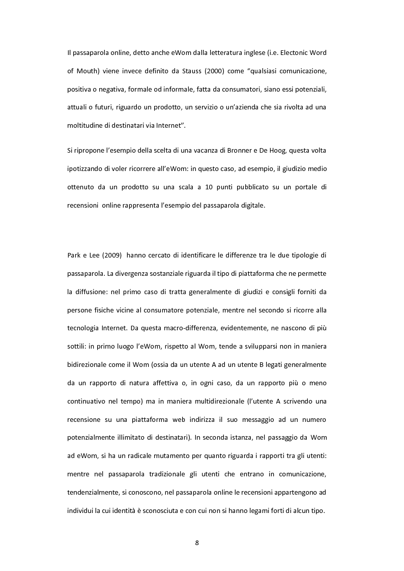 Anteprima della tesi: Il valore delle recensioni e del passaparola online: uno studio empirico nel settore alberghiero, Pagina 7
