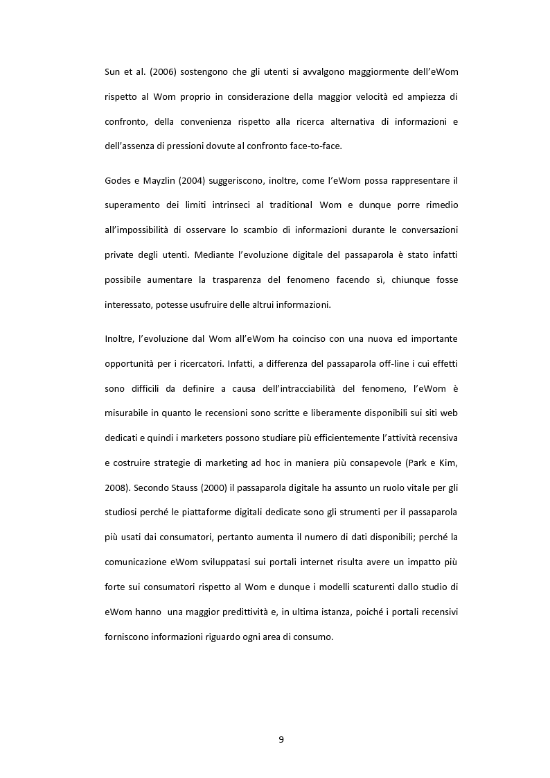 Anteprima della tesi: Il valore delle recensioni e del passaparola online: uno studio empirico nel settore alberghiero, Pagina 8