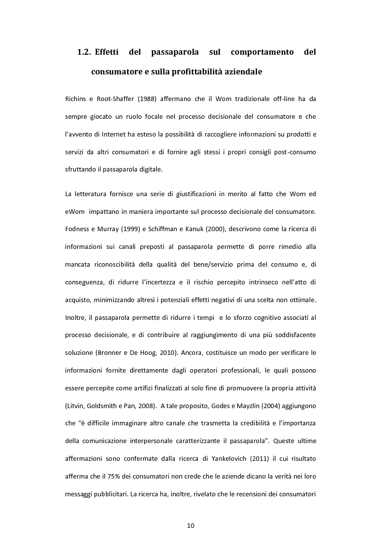 Anteprima della tesi: Il valore delle recensioni e del passaparola online: uno studio empirico nel settore alberghiero, Pagina 9