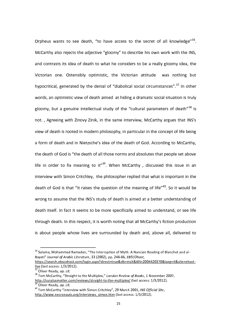 Anteprima della tesi: Tom McCarthy and the Secret of New Modern Fiction, Pagina 12