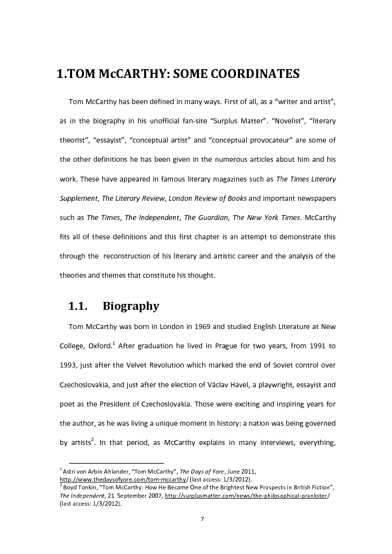 Anteprima della tesi: Tom McCarthy and the Secret of New Modern Fiction, Pagina 4