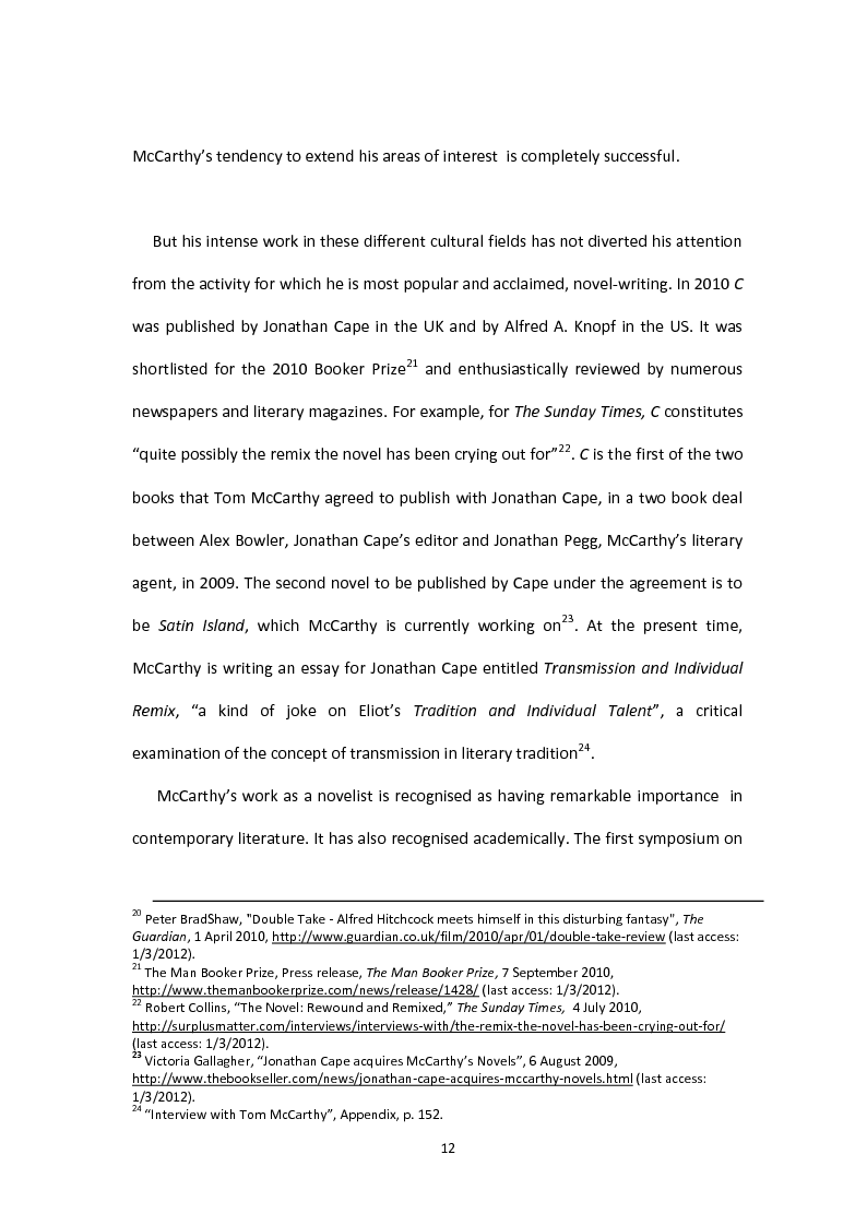 Anteprima della tesi: Tom McCarthy and the Secret of New Modern Fiction, Pagina 9
