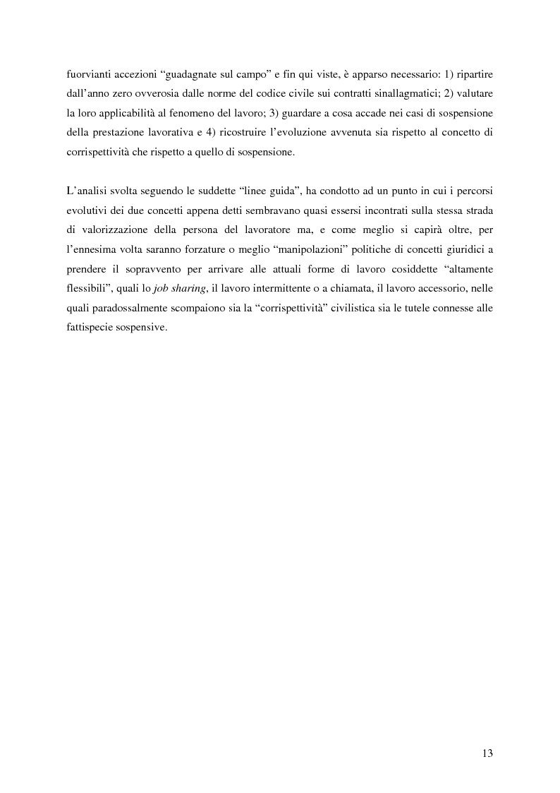 Anteprima della tesi: La corrispettività nelle vicende sospensive della prestazione di lavoro, Pagina 9