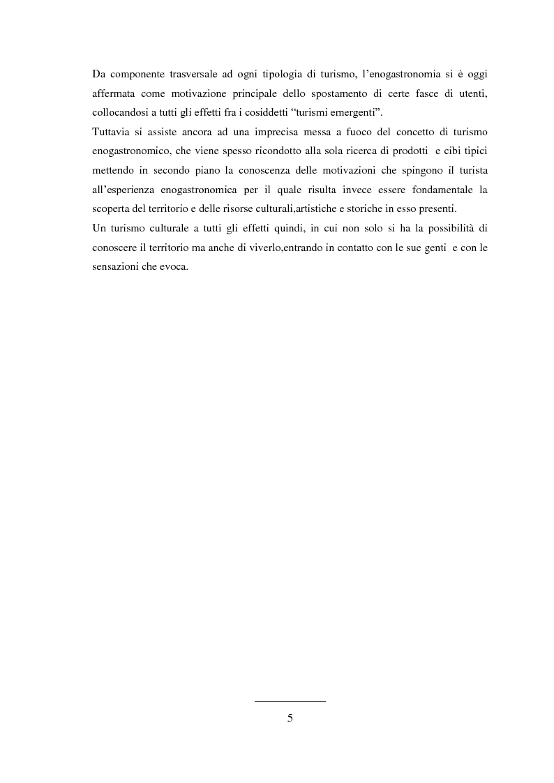 Anteprima della tesi: Prodotti tipici e turismo enogastronomico per la valorizzazione del territorio, Pagina 5