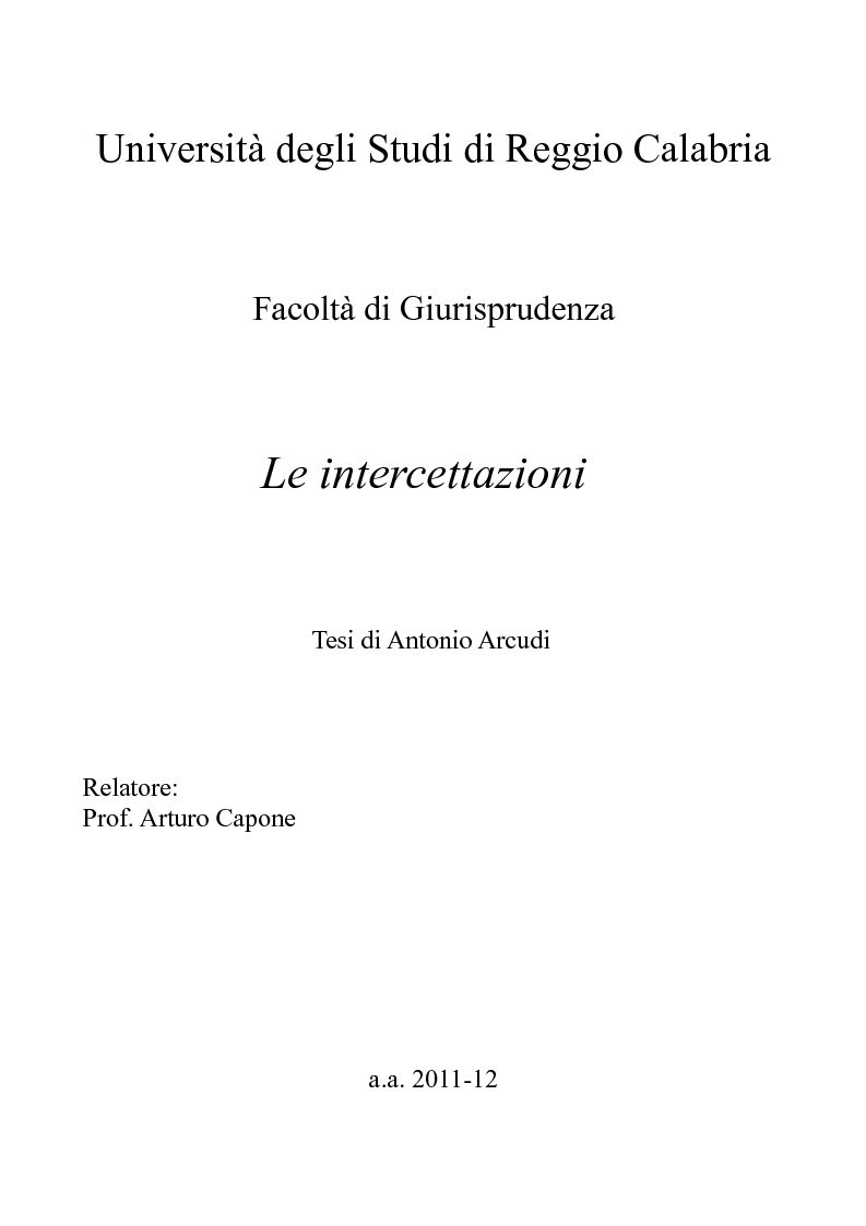 Anteprima della tesi: Le intercettazioni, Pagina 1