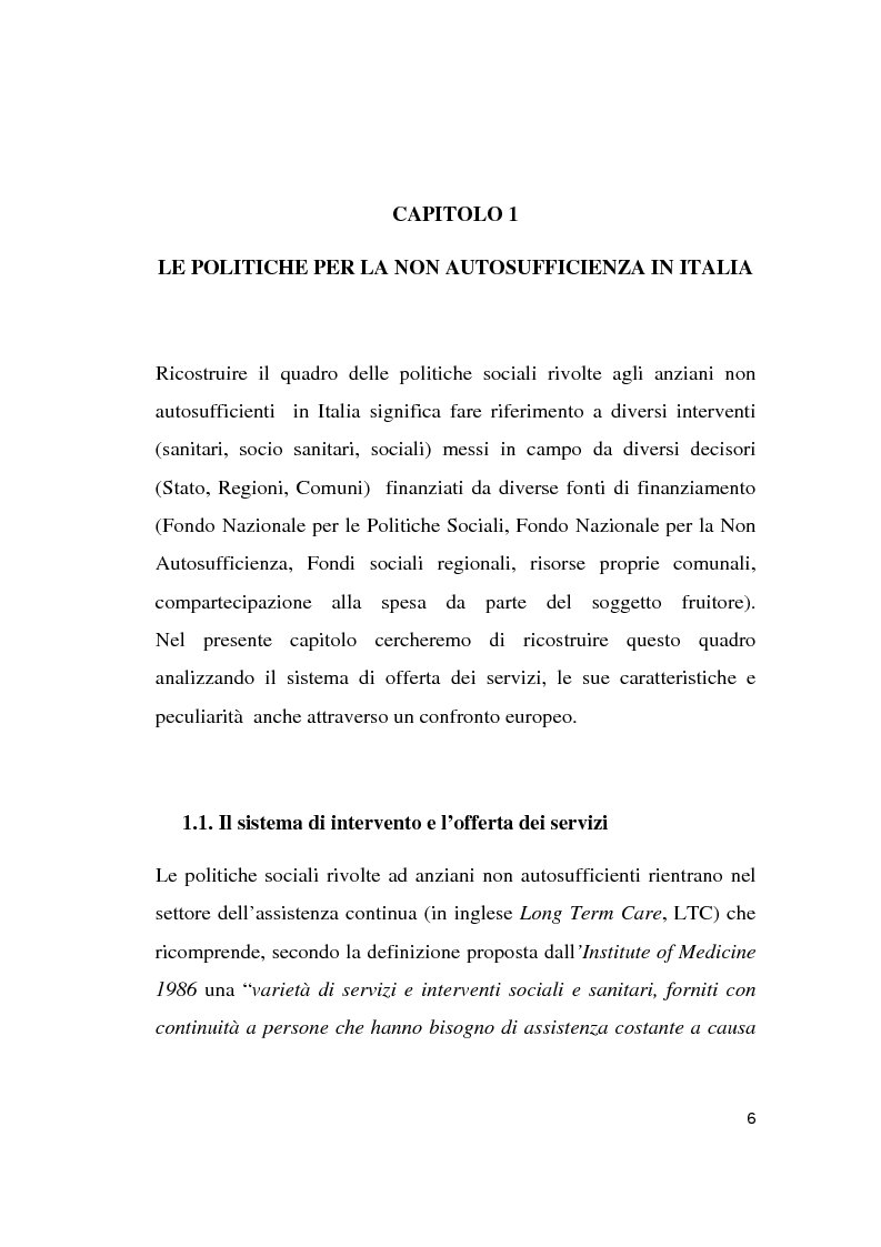 Anteprima della tesi: Le politiche socio-assistenziali rivolte agli anziani non autosufficienti nel distretto 6 dell'ASL di Milano 1: scenario attuale e prospettive future, Pagina 5