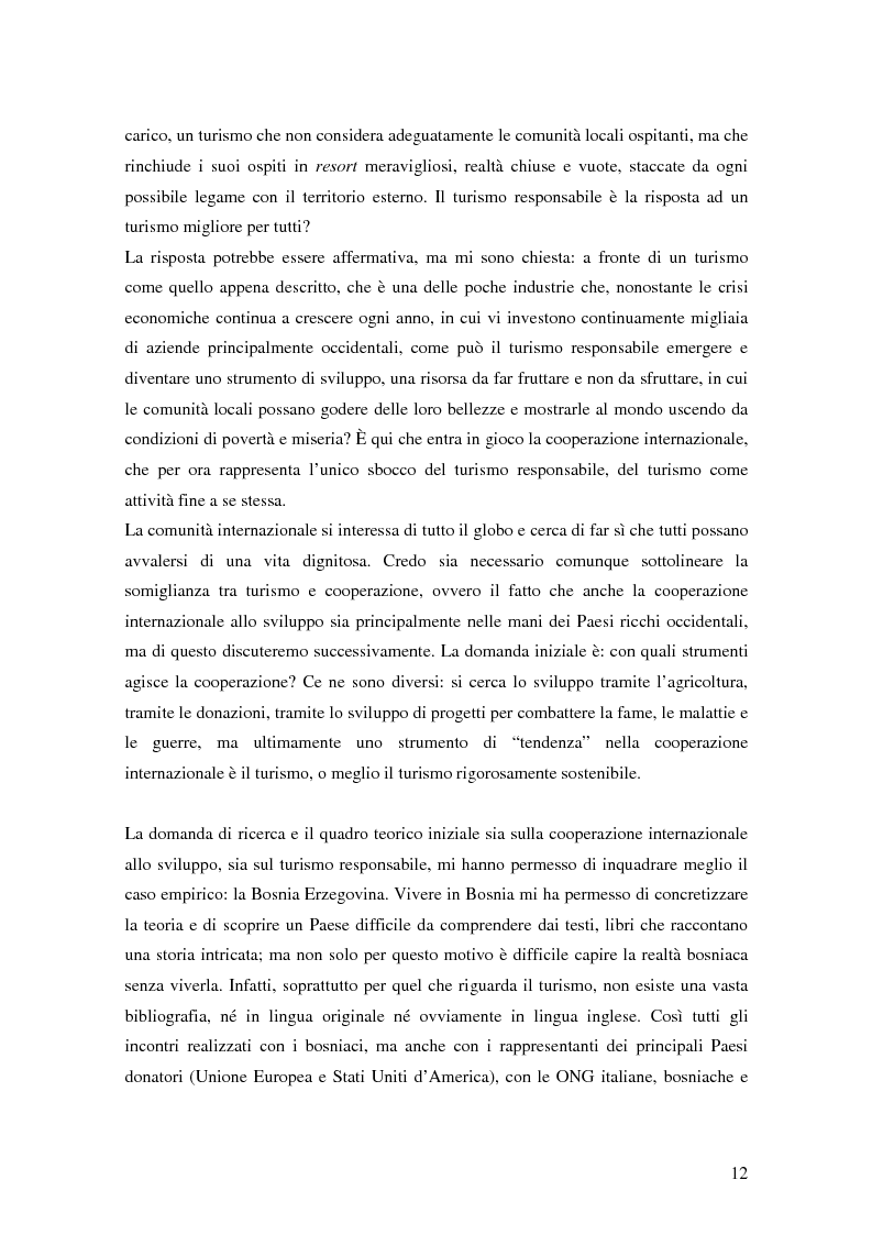 Anteprima della tesi: Il turismo responsabile come strumento per la cooperazione internazionale allo sviluppo? Il caso della Bosnia ed Erzegovina, Pagina 5