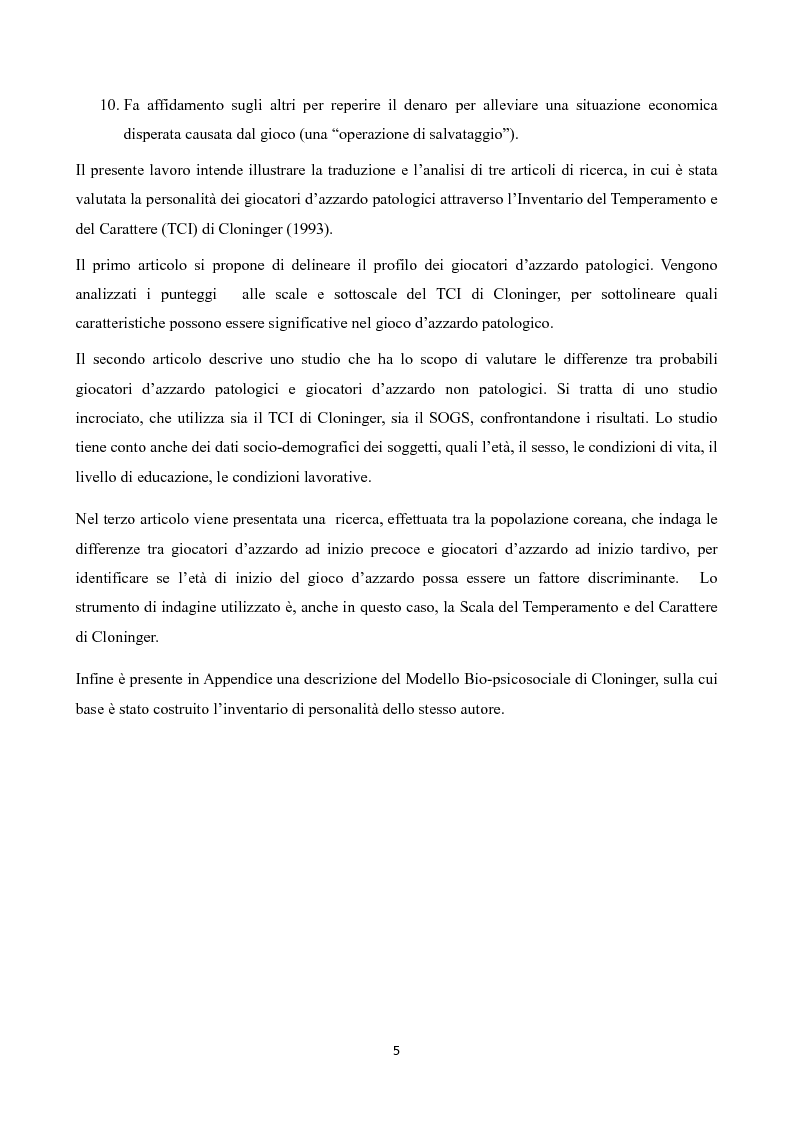 Anteprima della tesi: Temperamento e Carattere nel Gioco d'Azzardo Patologico, Pagina 3