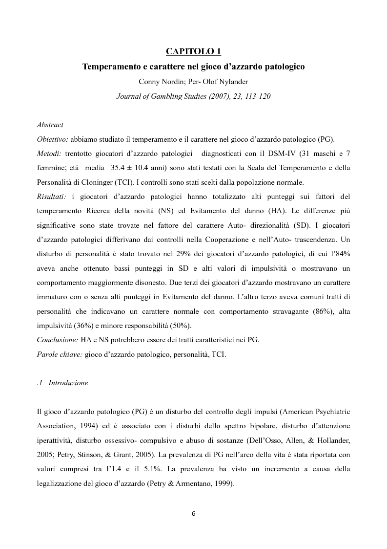Anteprima della tesi: Temperamento e Carattere nel Gioco d'Azzardo Patologico, Pagina 4