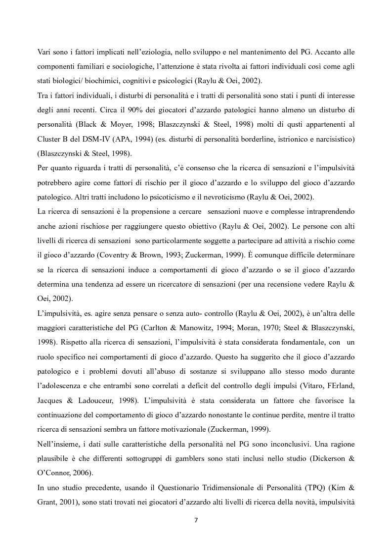 Anteprima della tesi: Temperamento e Carattere nel Gioco d'Azzardo Patologico, Pagina 5