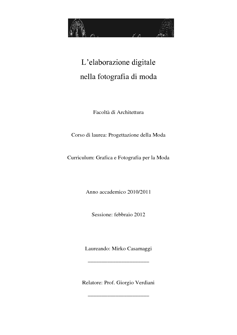Anteprima della tesi: L'elaborazione digitale nella fotografia di moda, Pagina 1