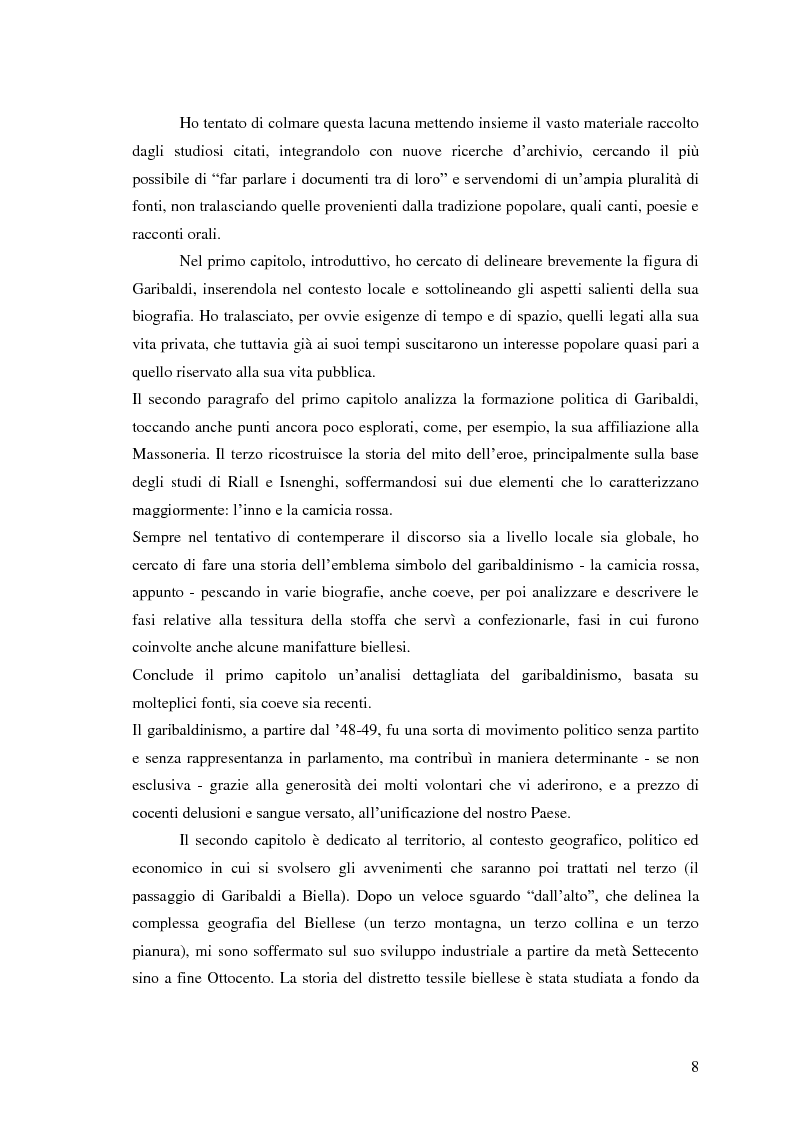 Anteprima della tesi: Memorie garibaldine nel Biellese. Cronache, testimonianze e celebrazioni nel 150° anniversario dell’Unità d’Italia, Pagina 5