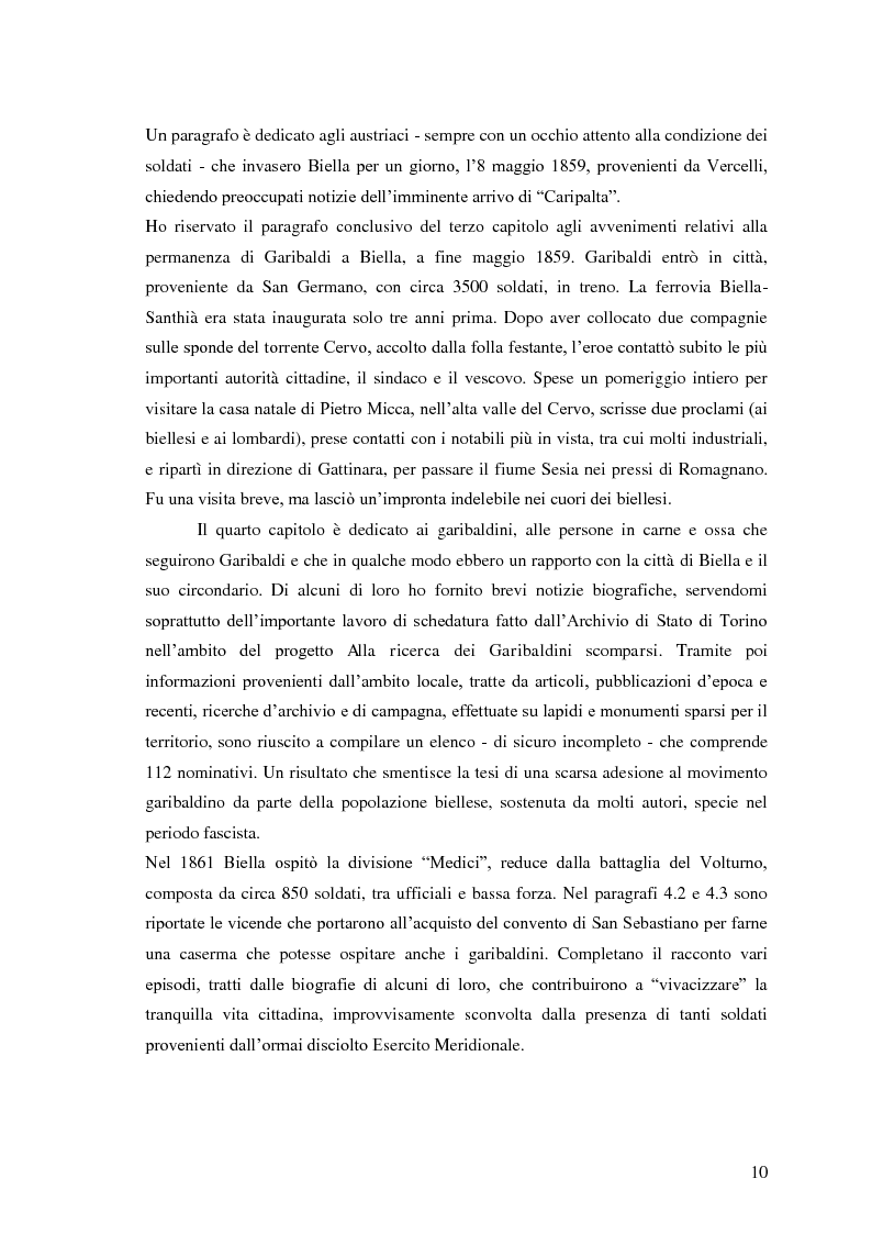 Anteprima della tesi: Memorie garibaldine nel Biellese. Cronache, testimonianze e celebrazioni nel 150° anniversario dell’Unità d’Italia, Pagina 7