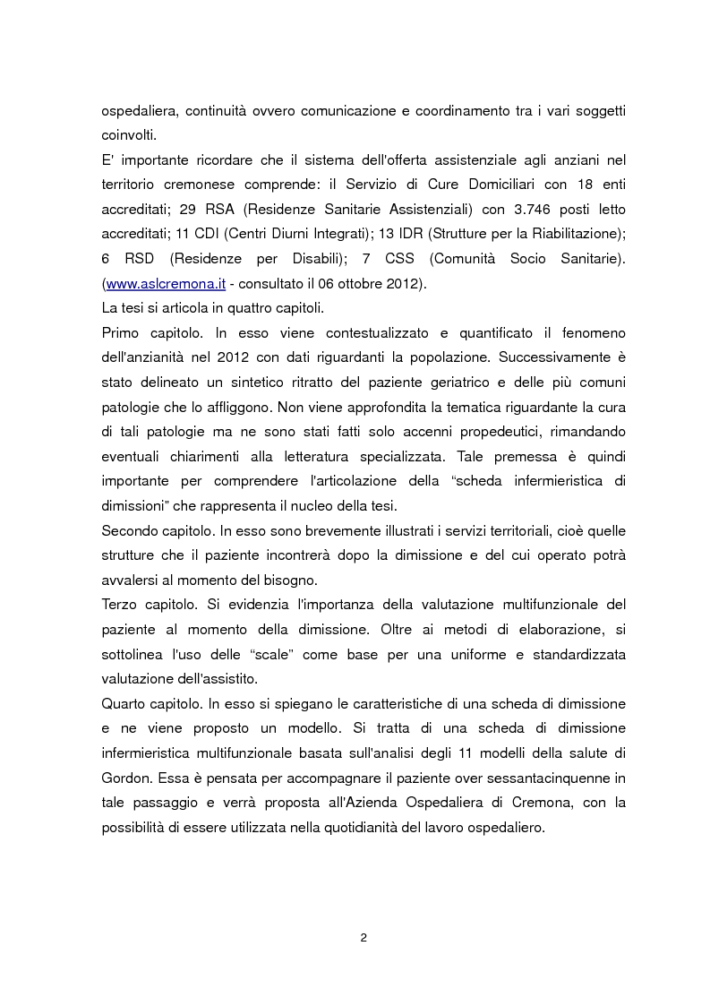 Anteprima della tesi: Dimissione protetta e continuità assistenziale: proposta di una scheda di dimissione infermieristica per il paziente anziano., Pagina 3