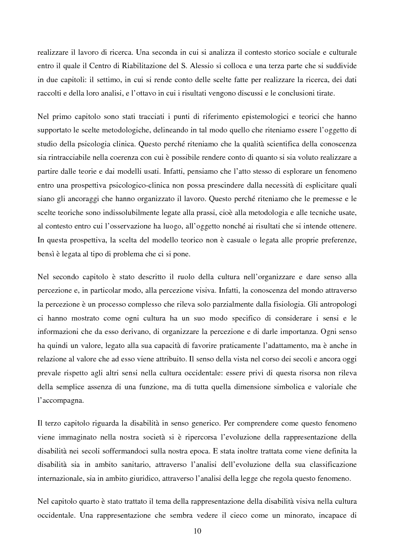 Anteprima della tesi: Disabilità e Integrazione Socio-Lavorativa - Analisi della Rappresentazione del Cliente negli Operatori di un Centro di Riabilitazione per Persone con Disabilità Visiva, Pagina 5