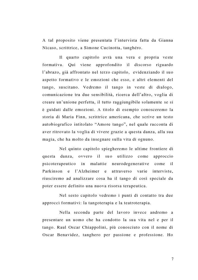 Anteprima della tesi: Tango: rituali, ruoli e codici per una formazione dal profondo. Il tango fatto uomo. Un uomo fatto tango. Intervista a un grande maestro: Oscar Benavidez, Pagina 4