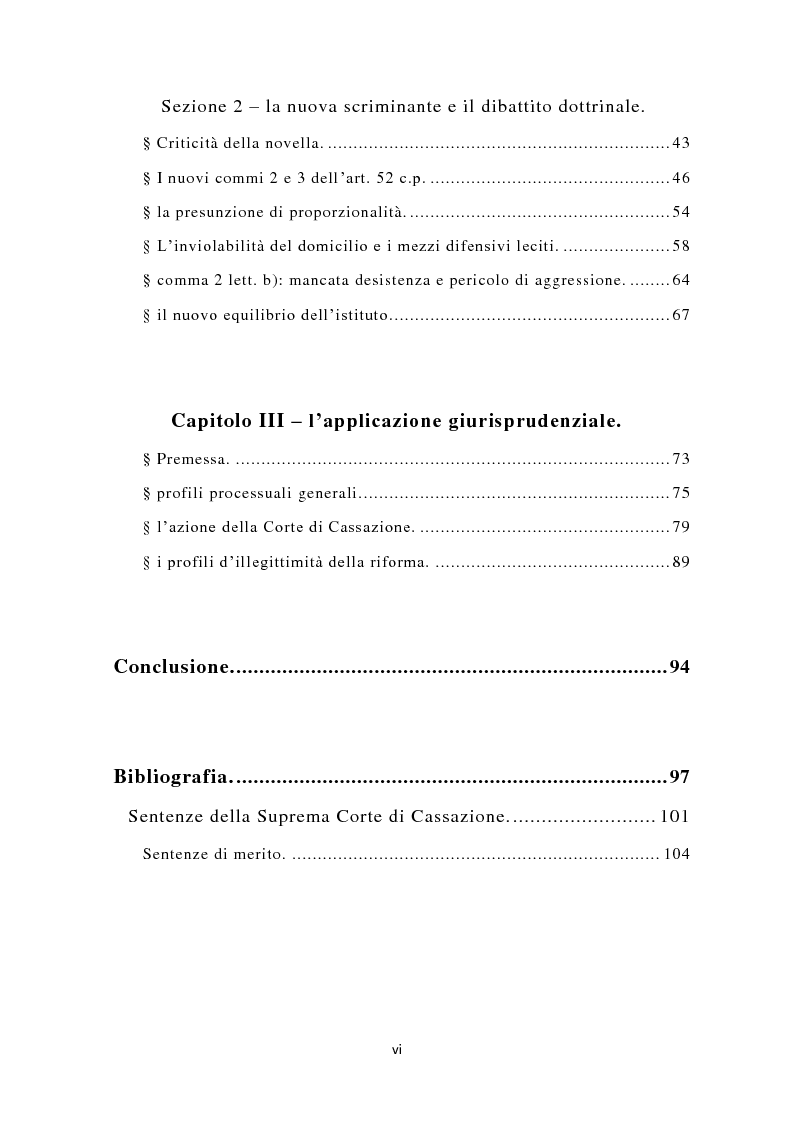 Indice della tesi: La nuova legittima difesa, Pagina 2
