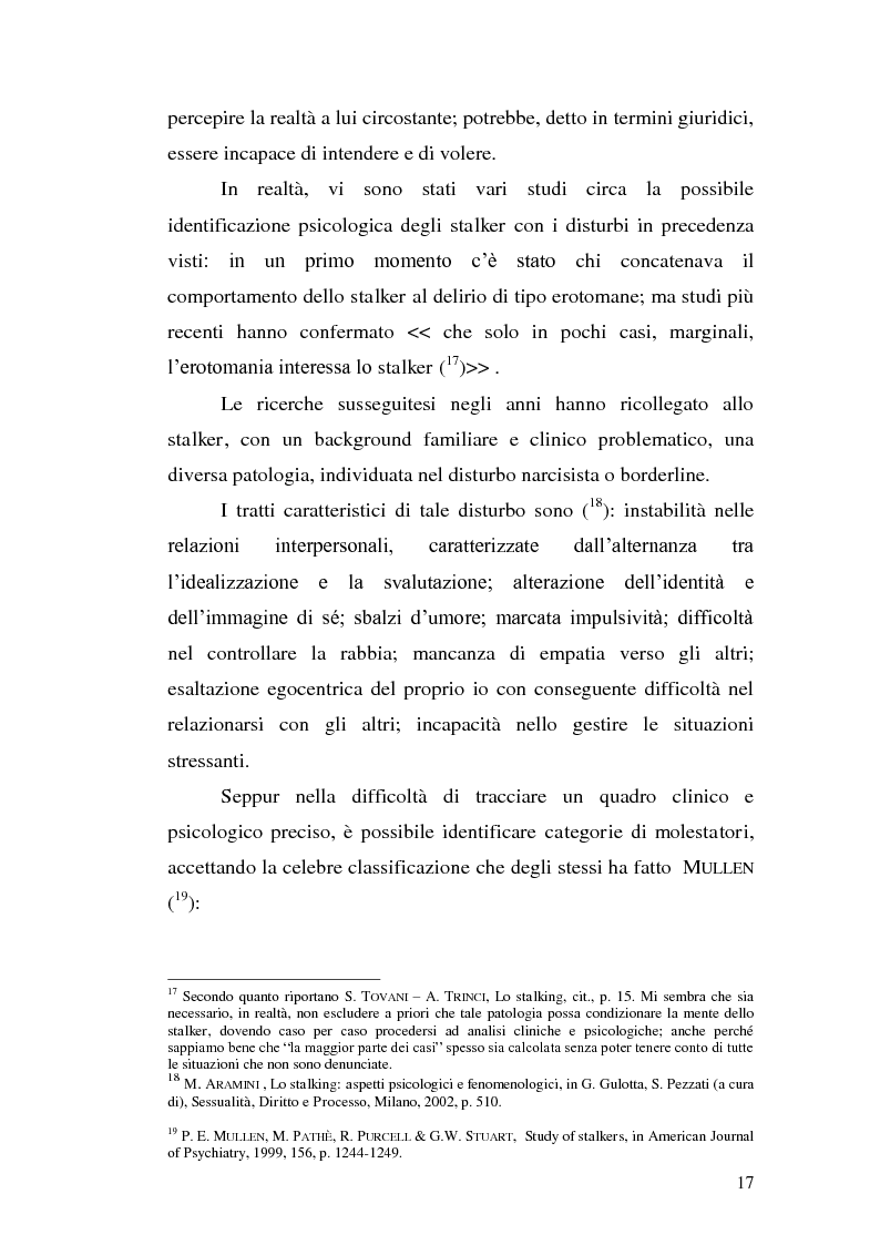Anteprima della tesi: Aspetti problematici della disciplina dello stalking, Pagina 12