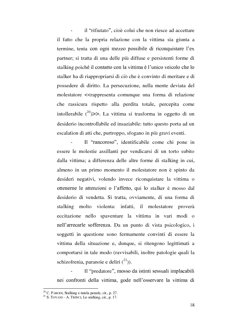 Anteprima della tesi: Aspetti problematici della disciplina dello stalking, Pagina 13