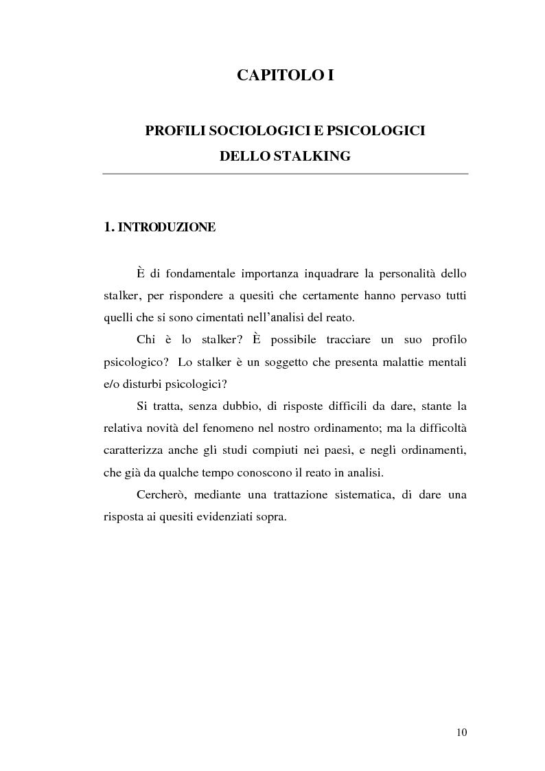 Anteprima della tesi: Aspetti problematici della disciplina dello stalking, Pagina 5