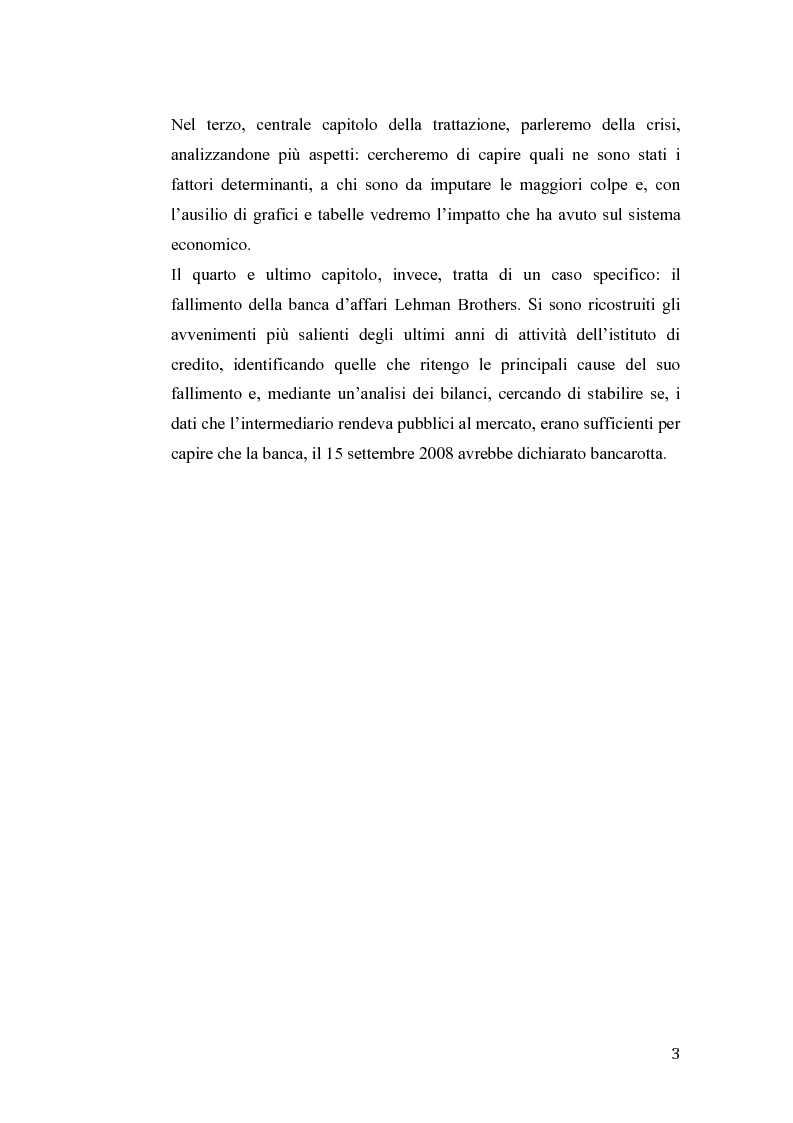 Anteprima della tesi: Fallimento Lehman Brothers: Problemi di regolamentazione e gestione bancaria, Pagina 4