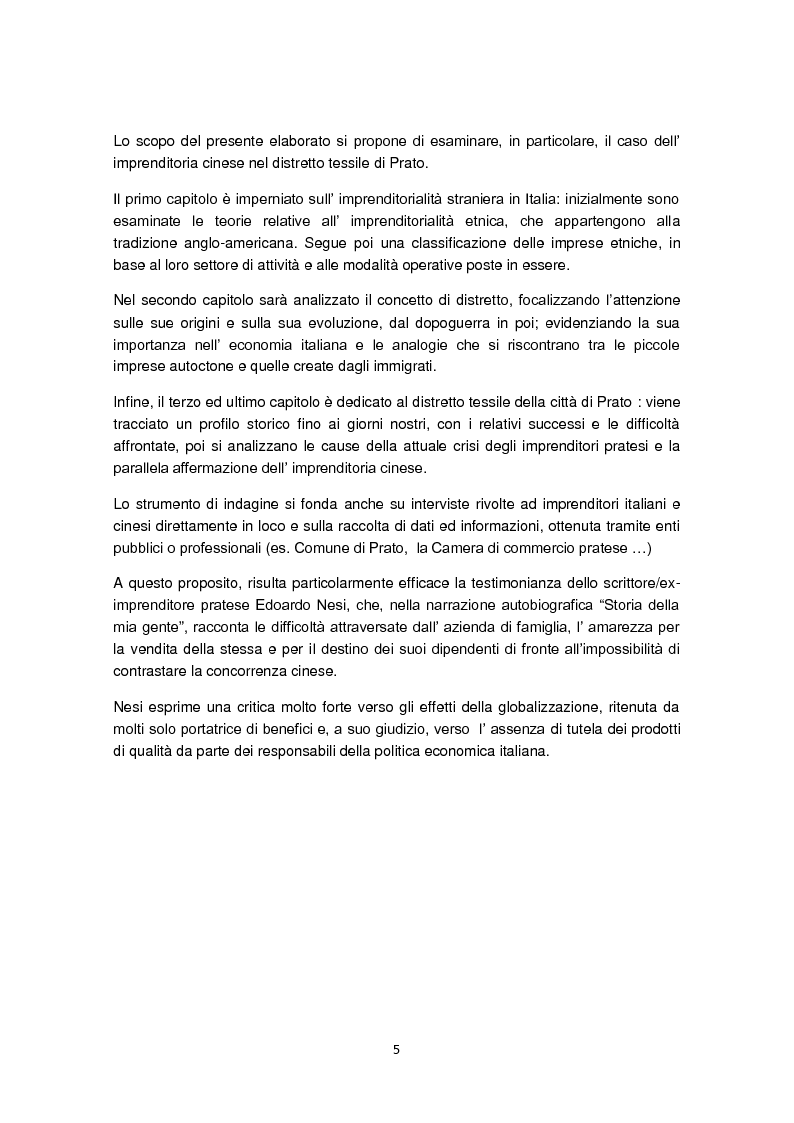 Anteprima della tesi: Imprenditorialità multiculturale e distrettualizzazione: il caso di Prato, Pagina 3