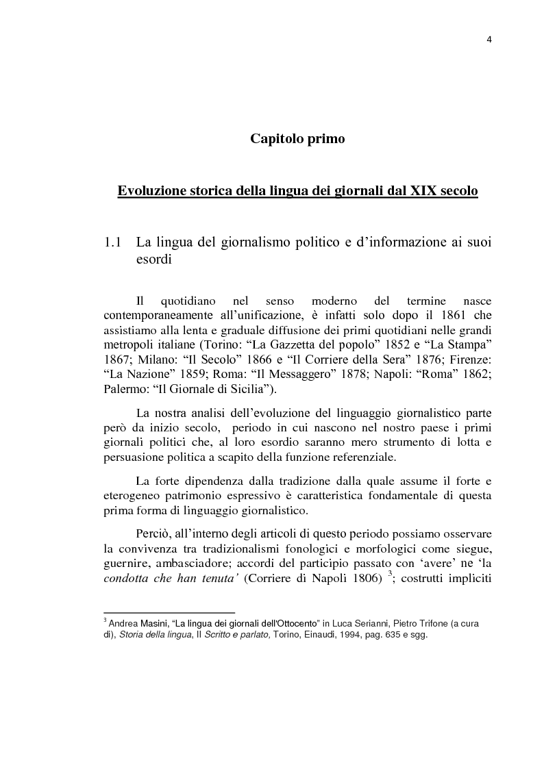 Anteprima della tesi: La lingua dei giornali italiani (1800-2000): profili letterario, storico e retorico., Pagina 5