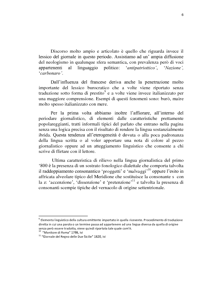 Anteprima della tesi: La lingua dei giornali italiani (1800-2000): profili letterario, storico e retorico., Pagina 7